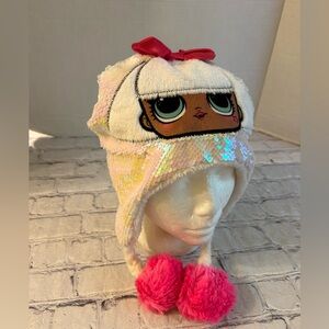 L.O.L.SURPRISE GIRLS SEQUINS BEANIE BOW POM POM STRAPS O/S
